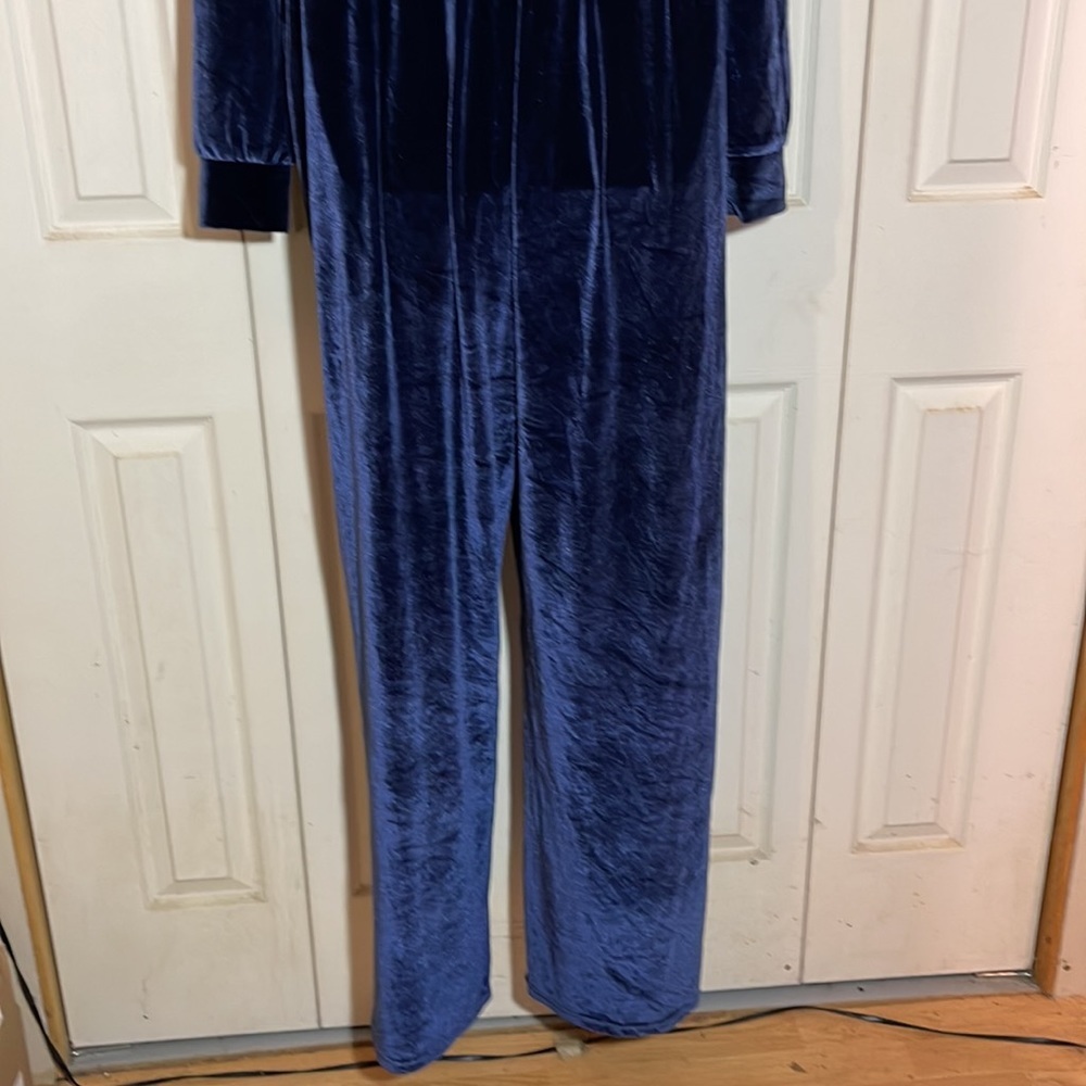Fabletics Velour Wide Leg Zip Up Onesie Jumpsuit in Deep Navy New With Tags XXL - Picture 12 of 15